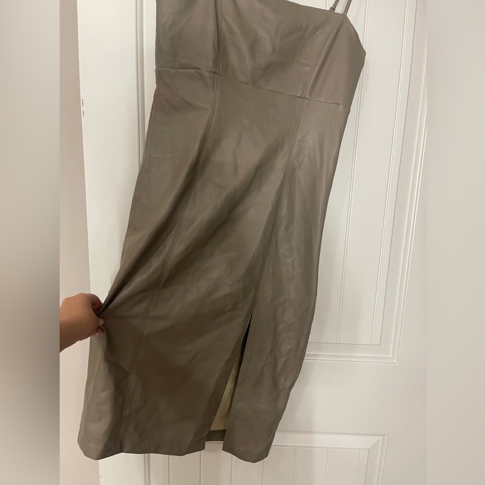 Express Body Contour Faux Leather Cami Midi Dress - Picture 9 of 11